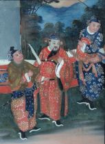 19TH CENTURY CHINESE EXPORT REVERSE GLASS PAINTING 19世纪 玻璃镜画