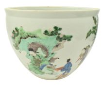 QING DYNASTY /REPUBLIC FAMILLE ROSE FIGURINE PLANTER /JARDINERE 清 粉彩人物花盆