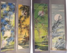 ZHAO YONG - COLLECTION OF FOUR CHINESE INK & COLOUR RIVERSCAPE SCROLL PAINTINGS