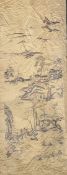 EARLY 20TH CENTURY QING DYNASTY HAND EMBROIDERY PANEL 清末民初山水人物刺绣