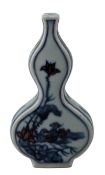 CHINESE BLUE & WHITE UNDERGLAZED RED PORCELAIN SNUFF BOTTLE 清 青花釉里红鼻烟壶
