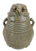 CHINESE YUE-WARE CELADON-GLAZED STONEWARE VESSEL IN FORM OF AN OWL