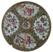 19TH CENTURY CANTON FAMILLE ROSE PORCELAIN PLATE 19世纪广彩人物盘