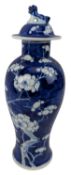 19TH CENTURY QING DYNASTY BLUE & WHITE PRUNUS LIDDED VASE 清 青花冰梅盖瓶