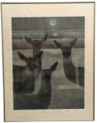 POSSIBLY SHEN SONGDE 沈松徳 - DEERS 鹿 - WATERCOLOUR ON XUAN PAPER