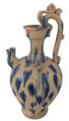 TANG STYLE POTTERY CREAM BLUE SPLASHED GLAZED AMPHORA / EWER 白釉蓝彩壶