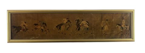 AFTER THE ORIGINAL - 20TH CENTURY PRINT ON BOARD PAINTING OF CHINESE POLO PLAYERS