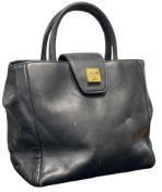 GIANNI VERSACE VINTAGE COUTURE, TOP HANDLE BLACK LEATHER BAG