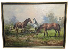 POLETTI - 20TH CENTURY OIL ON CANVAS HORSE PAINTING