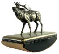 EARLY 20TH CENTURY SILVER PLATED MOUNTED STAG BLOTTER