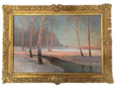 SEVONOWSKI SCHOOL, CENTRAL EUROPE - SUN EFFECT ON LANDSCAPE - OIL ON CANVAS