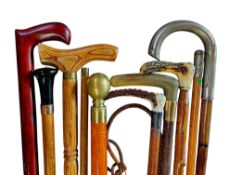 COLLECTION OF TEN WOODEN WALKING STICKS / CANES