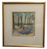 PENNY METCALFE (BRITISH 20TH CENTURY) - PASTEL WOODLAND SCENE