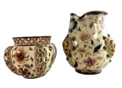 ZSOLNAY PECS - TWO HUNGARIAN 19TH CENTURY HAND-PAINTED PORCELAINS