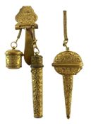 LATE 19TH/EARLY 20TH CENTURY FRENCH GILT METAL CHATELAINE