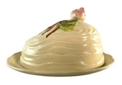 A MID 20TH CENTURY CLARICE CLIFF MY GARDEN DESIGN BUTTER DISH.