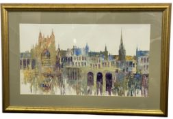 LOCAL BATH INTEREST - INK & MIXED MEDIA PALETTE KNIFE PAINTING OF BATH ABBEY