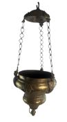 LARGE 19TH CENTURY BRASSED METAL ECCLESIASTICAL/CHURCH PENDANT LAMP