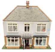 DOLLS HOUSE - HANDMADE VINTAGE WOODEN DOLLS HOUSE AND FURNITURE