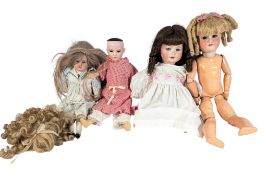 DOLLS - A COLLECTION OF VINTAGE BISQUE HEADED DOLLS