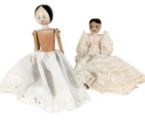 DOLLS - 2X 19TH CENTURY VINTAGE WOODEN PEG DOLLS