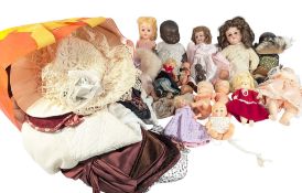 DOLLS - A COLLECTION OF ASSORTED VINTAGE CABINET SIZE BISQUE AND PLASTIC DOLLS