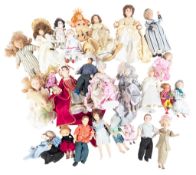 DOLLS HOUSE - COLLECTION OF VINTAGE BISQUE DOLLS HOUSE DOLLS
