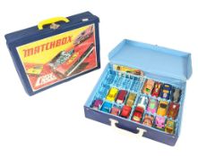 DIECAST - X2 VINTAGE MATCHBOX VINYL CARRY CASES & ASSORTED CARS