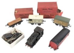 MODEL RAILWAY - STRONLITE O GAUGE LOCOMOTIVE AND HORNBY ROLLING STOCK
