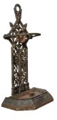 VICTORIAN 19TH CENTURY CAST IRON UMBRELLA STICK STAND WITH DRIP TRAY