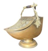 VICTORIAN 19TH CENTURY REPOUSSE BRASS COAL PURDONIUM SCUTTLE