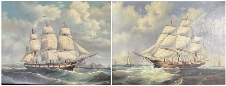 JAMES WEBB - CALAIS, '71 & DOVER, '74 - TWO OIL ON CANVAS MARATIME PAINTINGS