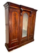 LATE VICTORIAN 19TH CENTURY MAHOGANY BREAKFRONT TRIPLE WARDROBE