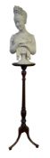 AFTER JOSEPH CHINARD - MARBLE EFFECT BUST OF MADAME RECAMIER ON MAHOGANY STAND