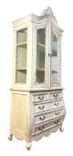 FRENCH LOUIS XV STYLE WHITE PAINTED VITRINE/CABINET ON CHEST
