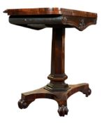 WILLIAM IV 19TH CENTURY ROSEWOOD FOLD OUT CARD TABLE