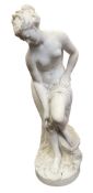 AFTER JOSEPH FRUGONI - VENUS AU BAIN - 20TH CENTURY CARVED WHITE MARBLE SCULPTURE
