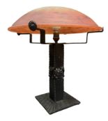 ART DECO 1920S FRENCH WROUGHT IRON & GLASS TABLE LAMP, ATTRIB. MULLER FRERES