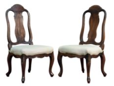 PAIR OF DUTCH 18TH CENTURY QUEEN ANNE STYLE MAHOGANY CHAIRS