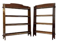 NEAR MATCH PAIR OF ARTS & CRAFTS STYLE MAHOGANY PEG JOINTED OPEN BOOKCASES