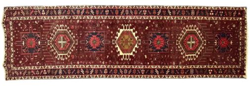 EARLY 20TH CENTURY NORTH WEST PERSIAN ISLAMIC HERIX RUNNER RUG
