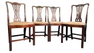 SET OF FOUR 19TH CENTURY CHIPPENDALE MANNER DINING CHAIRS