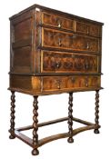 WILLIAM & MARY 18TH CENTURY WALNUT OYSTER VENEERED CHEST ON STAND