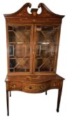 19TH CENTURY MAHOGANY & MARQUETRY BOOKCASE ON STAND