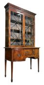GEORGE III 19TH CENTURY MAHOGANY ASTRAGAL GLAZED BOOKCASE ON SIDEBOARD