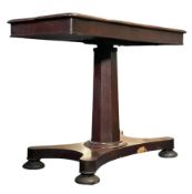 WILLIAM IV 19TH CENTURY MAHOGANY DUET MUSIC/READING TABLE