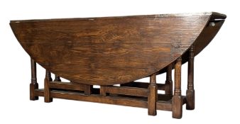 19TH CENTURY INSPIRED OAK WOOD DROP LEAF WAKE/DINING TABLE