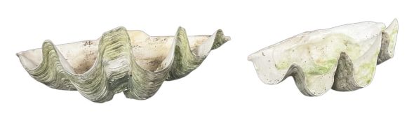 CONCHOLOGY - PAIR OF LATE 19TH CENTURY HALF GIANT CLAM SHELLS (TRIDACNA GIGAS)