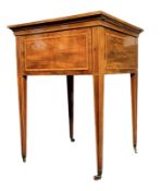 WARING & GILLOWS - EDWARDIAN INLAID MAHOGANY POP-UP SERVING TABLE