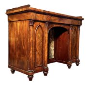 GOTHIC INSPIRED 19TH CENTURY FLAME MAHOGANY KNEEHOLE WRITING DESK